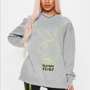 Playboy X Missguided Gray Sweatshirt Sz UK 4/US 0!